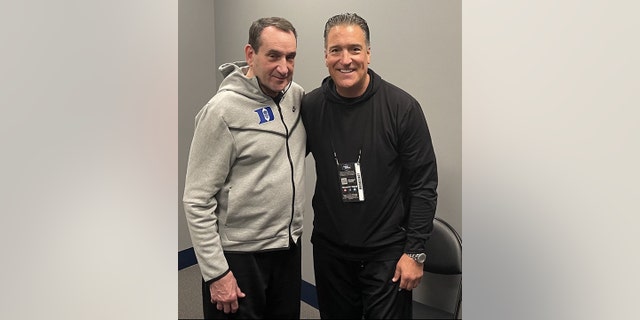 Steve Lavin, right, caught Duke and Coach K up close at last week's West Regional in San Francisco.
