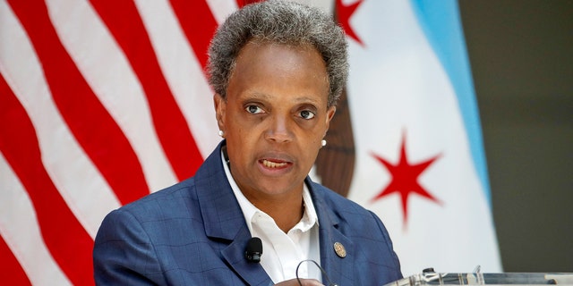 FILE- Chicago's Mayor Lori Lightfoot speaks during a science initiative event at the University of Chicago in Chicago, Illinois, U.S. July 23, 2020.