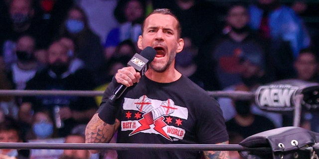 CM Punk in the ring during AEW Dynamite on January 26, 2022, at the Wolstein Center in Cleveland, OH.