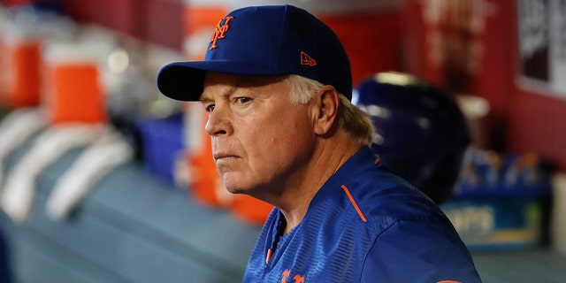 New York Mets manager Buck Showalter (11) looks on during the MLB baseball game between the New York Mets and the Arizona Diamondbacks on April 24, 2022, at Chase Field in Phoenix, Arizona. 