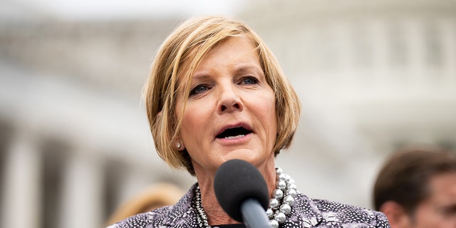 Rep. Susie Lee, D-Nev., speaks during a news conference outside the Capitol May 12, 2022.