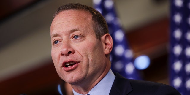 Rep. Josh Gottheimer, D-N.J., speaks at a news conference on Capitol Hill, April 6, 2022, in Washington.
