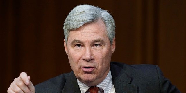 Sen. Sheldon Whitehouse, D-R.I., questions Supreme Court nominee Ketanji Brown Jackson during a Senate Judiciary Committee confirmation hearing on Capitol Hill in Washington, Wednesday, March 23, 2022. (AP Photo/Alex Brandon)