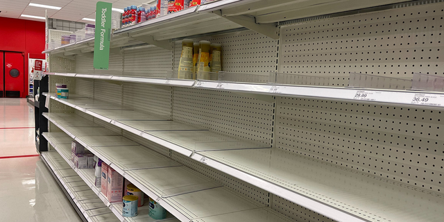 Upper St Clair, PA Target showing empty formula shelves  Photo taken by Jordan Early 