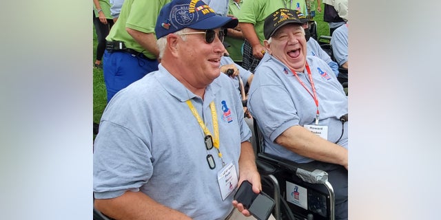 American veterans in this photo are shown taking part in an Honor Flight Network event. 