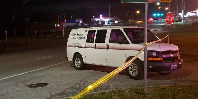 An Independence, Missouri, police vehicle at an incident in which a child was shot in November 2020.
