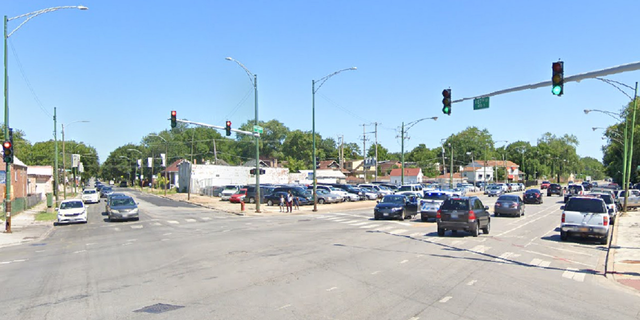 The intersection in Chicago where the collision happened between a driver and a Chicago police car Wednesday.