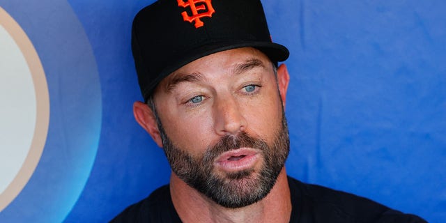 San Francisco Giants manager Gabe Kapler (19) in the dugout prior to the Major League Baseball game between the Philadelphia Phillies and the San Francisco Giants on May 30, 2022 at Citizens Bank Park in Philadelphia, Pennsylvania.  