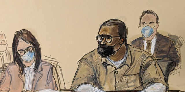 In this courtroom sketch, R. Kelly and his attorney Jennifer Bonjean, left, appear during his sentencing hearing in federal court, Wednesday, June 29, 2022, in New York. The former R&amp;amp;B superstar was convicted of racketeering and other crimes. (AP Photo/Elizabeth Williams)