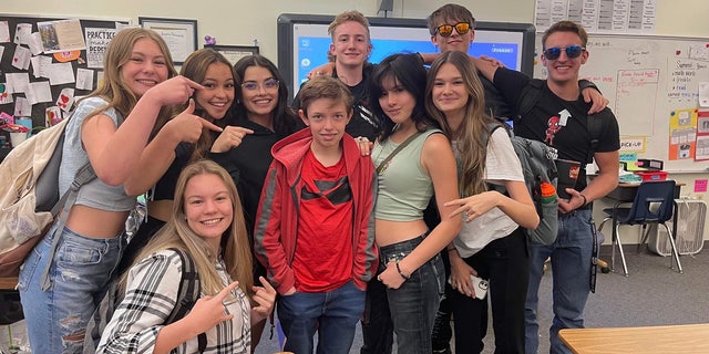Cassandra Ridder's son Brody and students at his school in Westminster, Colorado.