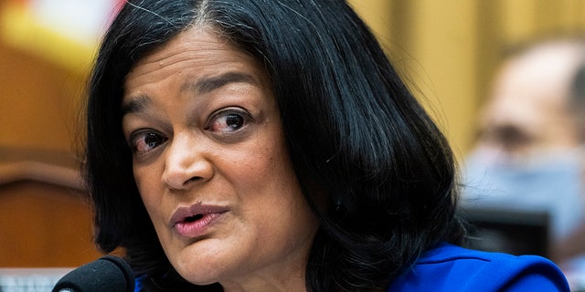 Rep. Pramila Jayapal, D-Wash., speaks during a House Judiciary Committee markup of the Ending Forced Arbitration of Sexual Assault and Sexual Harassment Act of 2021 and other legislation in Rayburn Building on Tuesday, November 17, 2021. 