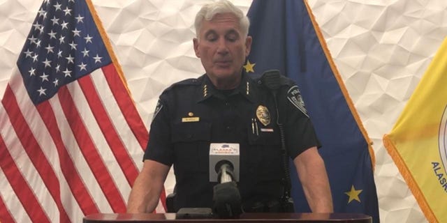 Anchorage police give an update on a shooting Wednesday evening that left an officer hospitalized. 