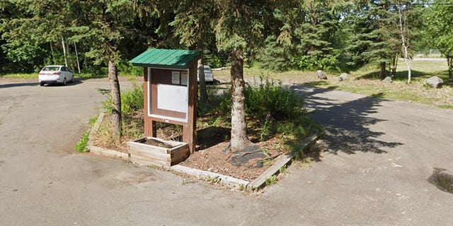 The entrance to Anchorage's Centennial Park. 