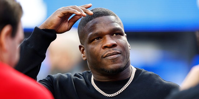 Free agent and former San Francisco 49er Frank Gore looks on before the NFC Championship Game against the Los Angeles Rams at SoFi Stadium on January 30, 2022 in Inglewood, California.