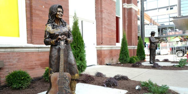 A statue of the legendary country artist Loretta Lynn is seen outside the Ryman Auditorium on Oct. 20, 2020, in Nashville, Tennessee.