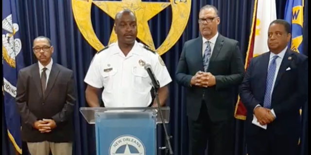 New Orleans Police Superintendent Shaun Ferguson seen speaking at press conference in July 2022.