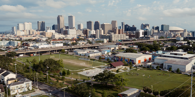 Lafitte Greenway park in New Orleans, Louisiana, U.S., on Monday, May 10, 2021. Thousands of shotgun houses exist across New Orleans, appearing in any neighborhood developed before 1920. Photographer: Bryan Tarnowski/Bloomberg via Getty Images