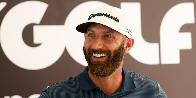 Dustin Johnson speaks to the media prior to the LIV Golf Invitational - Jeddah at Royal Greens Golf and Country Club on Oct. 12, 2022, in King Abdullah Economic City, Saudi Arabia.