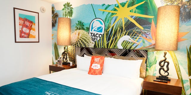 View of atmosphere at The Bell: A Taco Bell Hotel and Resort in Palm Springs, Calif. The pop-up resort has added glamour to the fast-food brand.