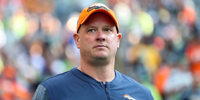 Denver Broncos coach Nathaniel Hackett during the Seahawks game at Lumen Field on Sept. 12, 2022, in Seattle.