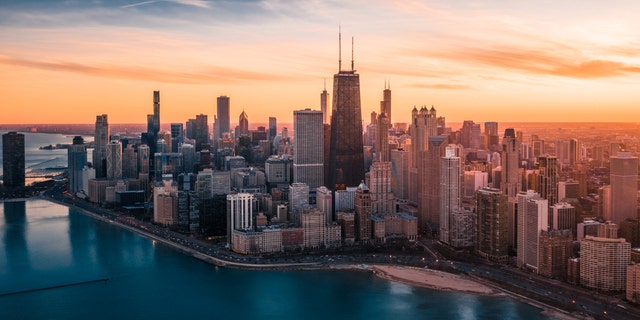 The Chicago skyline. Residents in Cook County, which is home to the city, can apply for a guaranteed basic income pilot program, including illegal immigrants. 