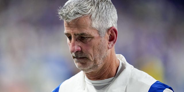 Head coach Frank Reich of the Indianapolis Colts walks off the field after losing to the Washington Commanders 17-16 at Lucas Oil Stadium on Oct. 30, 2022 in Indianapolis.