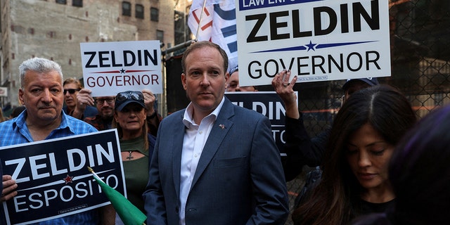 New York congressman and Republican New York gubernatorial candidate Lee Zeldin attends the annual Columbus Day parade in New York City, U.S., Oct. 10, 2022.