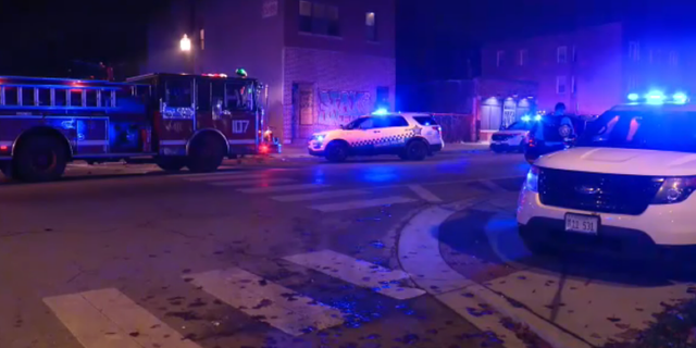 The scene of a drive-by shooting in Chicago on Halloween night. 