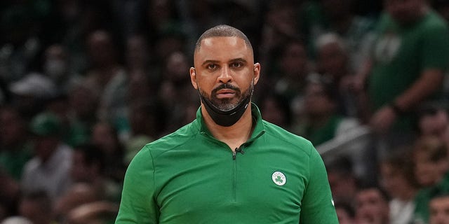 Head Coach Ime Udoka of the Boston Celtics during Game 3 of the 2022 NBA Finals June 8, 2022, at the TD Garden in Boston. 