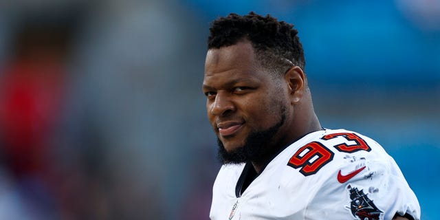 Ndamukong Suh of the Tampa Bay Buccaneers during the Panthers game at Bank of America Stadium on Dec. 26, 2021, in Charlotte, North Carolina.