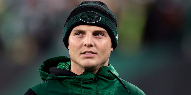 New York Jets quarterback Zach Wilson during the Chicago Bears game on Nov. 27, 2022, in East Rutherford, New Jersey.