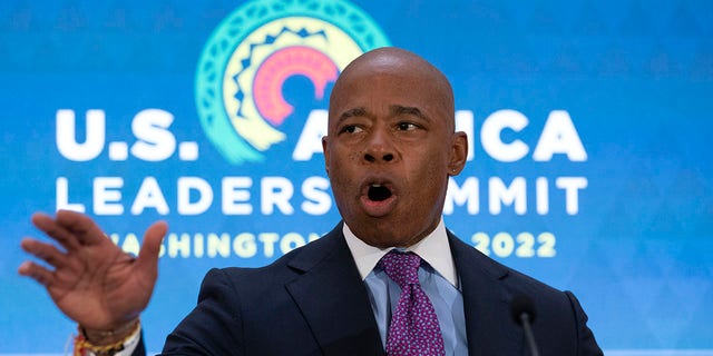 New York City Mayor Eric Adams speaks during U.S. Africa leaders Summit at Department of State in Washington, Monday, Dec. 12, 2022. 