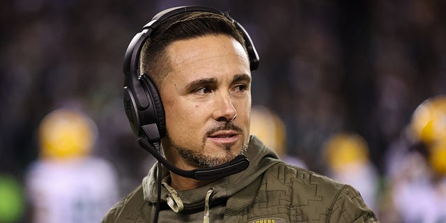 Head coach Matt LaFleur of the Green Bay Packers reacts to a play against the Philadelphia Eagles during the second half at Lincoln Financial Field Nov. 27, 2022, in Philadelphia. 