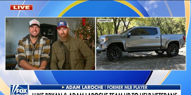 Adam LaRoche (on the right) hatched a ploy to "steal" Luke Bryan's truck — and then use it to raise money for Amerixa's 