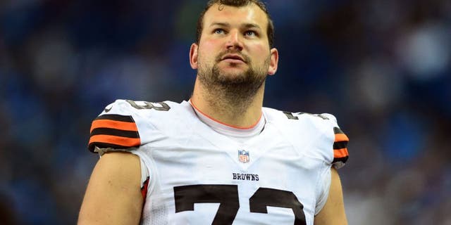 Aug 9, 2014; Detroit, MI, USA; Cleveland Browns offensive tackle Joe Thomas (73) against the Detroit Lions at Ford Field.