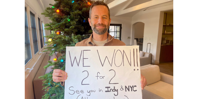 Kirk Cameron in a recent photo, when he was able to confirm his then-upcoming appearances at two public libraries that had previously indicated they weren't interested in hosting him at their facilities. After he and his publisher persisted, he was able to hold events there. 