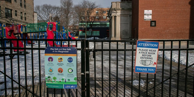 Darwin Elementary after Chicago Public Schools, the nation's third-largest school district, said it would cancel classes since the teachers' union voted in favor of a return to remote learning, in Chicago, Jan. 5, 2022. 