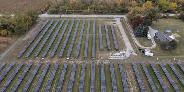 A community solar farm is pictured in Illinois Oct. 11.