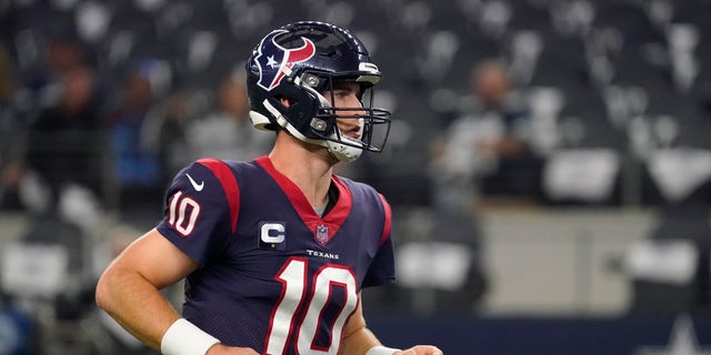 Quarterback Davis Mills (10) of the Houston Texans, which will pick first overall in the 2023 NFL Draft.
