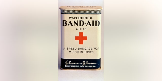 A vintage Johnson &amp; Johnson Band-Aid box. The product was introduced in 1921.    