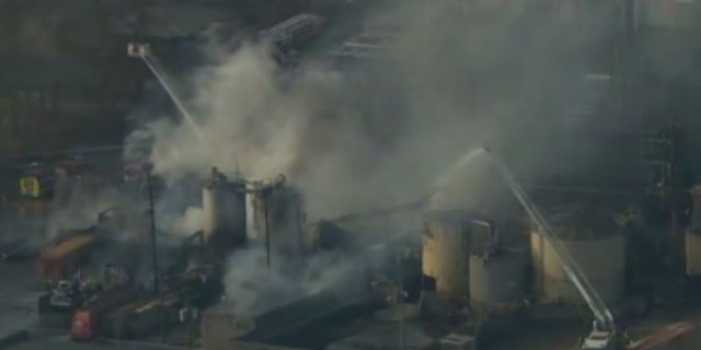 A fire erupted after a reported explosion at Carus Chemical in LaSalle, Illinois on Wednesday.
