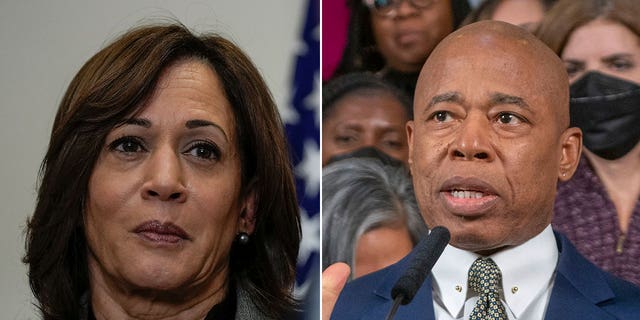 Vice President Kamala Harris, left, was already named the border czar before New York City Mayor Eric Adams called on the federal government to fill the job.