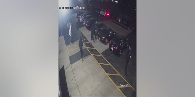 After breaking and entering, the thieves stole six luxury cars from the dealership.