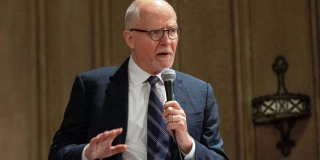 Former Chicago Public Schools CEO Paul Vallas participates in a forum with other Chicago mayoral candidates hosted by the Chicago Women Take Action Alliance.