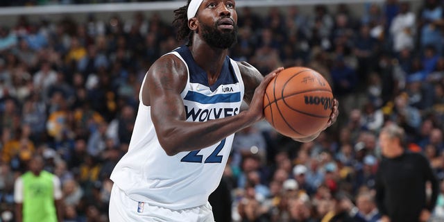 Patrick Beverley #22 of the Minnesota Timberwolves shoots a free throw against the Memphis Grizzlies during Round 1 Game 5 of the 2022 NBA Playoffs on April 26, 2022 at FedExForum in Memphis, Tennessee. 