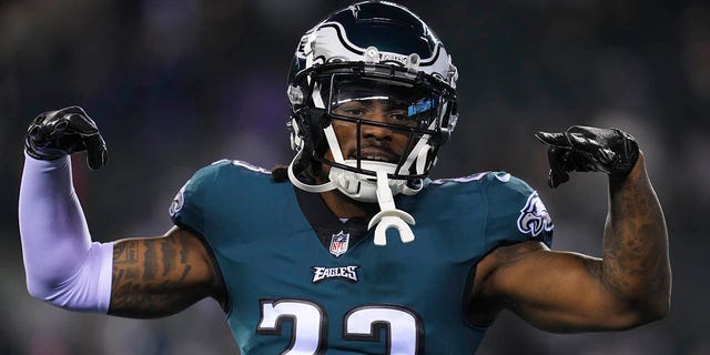 C.J. Gardner-Johnson of the Philadelphia Eagles reacts against the New York Giants during an NFC divisional playoff game at Lincoln Financial Field Jan. 21, 2023, in Philadelphia. 
