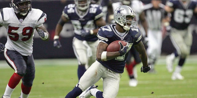 Sam Hurd (17) of the Dallas Cowboys carries the ball during a game against the Houston Texans at Reliant Stadium Aug. 25, 2007, in Houston, Texas. 