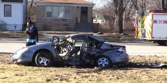 A look at the unidentified elderly man's vehicle after the crash. 