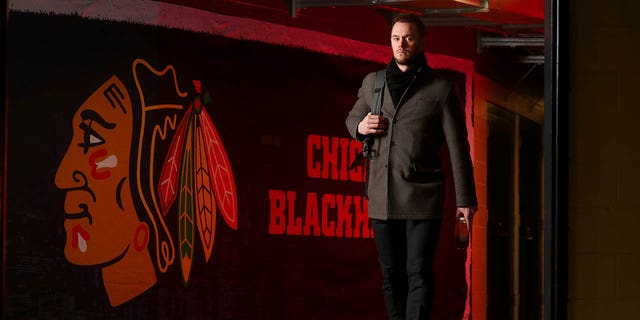 Jonathan Toews #19 of the Chicago Blackhawks arrives to United Center for the game between the Chicago Blackhawks and the Buffalo Sabres on January 17, 2023, in Chicago.