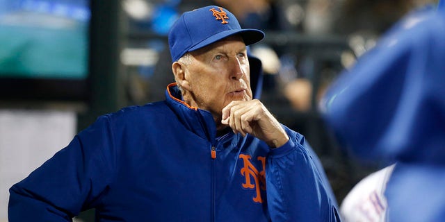 Pitching coach Phil Regan of the Mets in action against the Philadelphia Phillies at Citi Field on Sept. 6, 2019, in New York City.